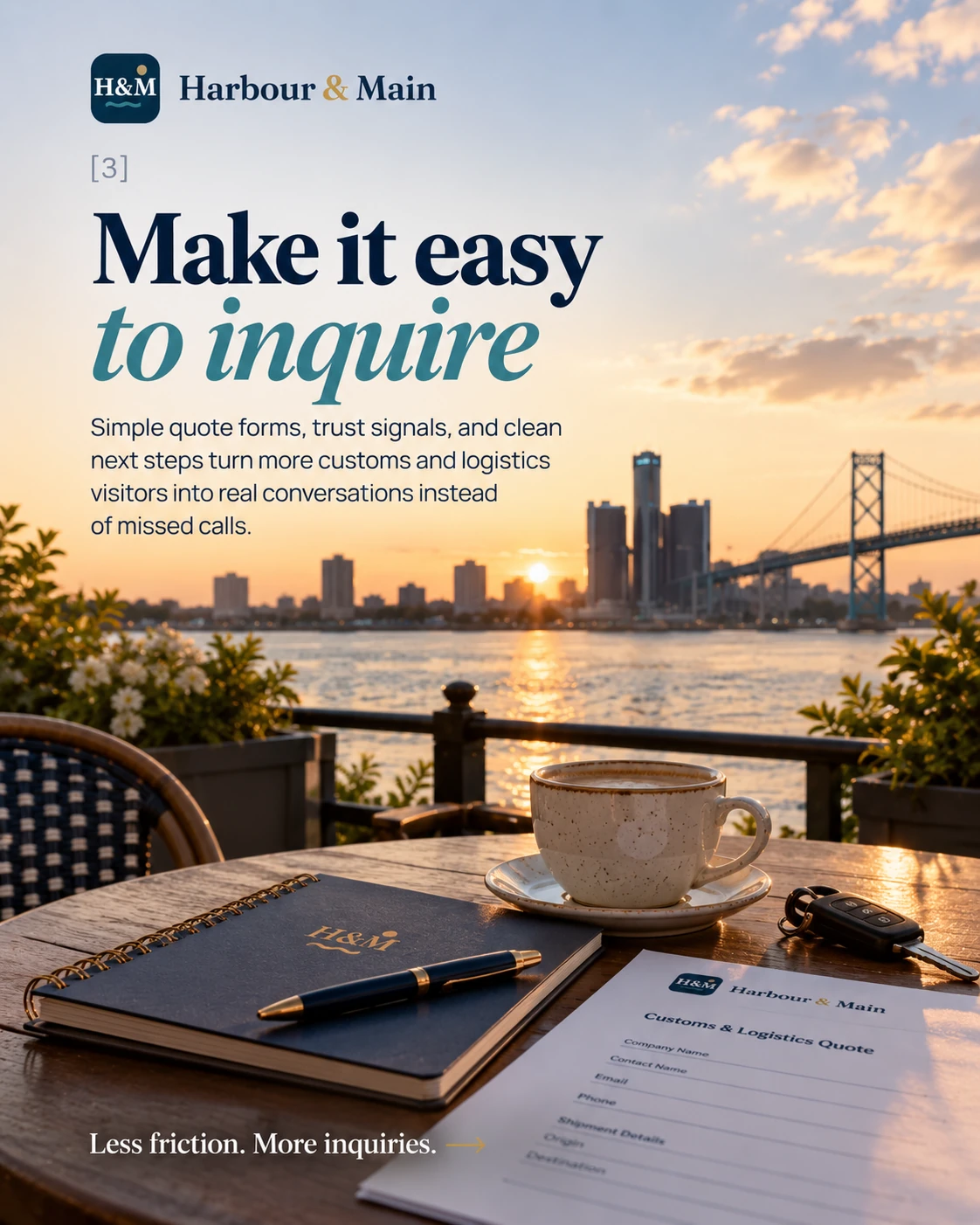 Make it easy to inquire. Simple quote forms, trust signals and clear next steps turn visitors into conversations.
